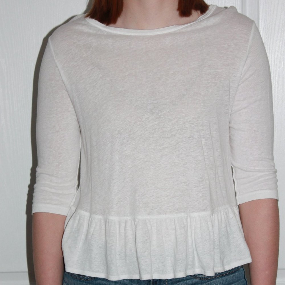 Abercrombie & Fitch Three Quarter White Long Sleev